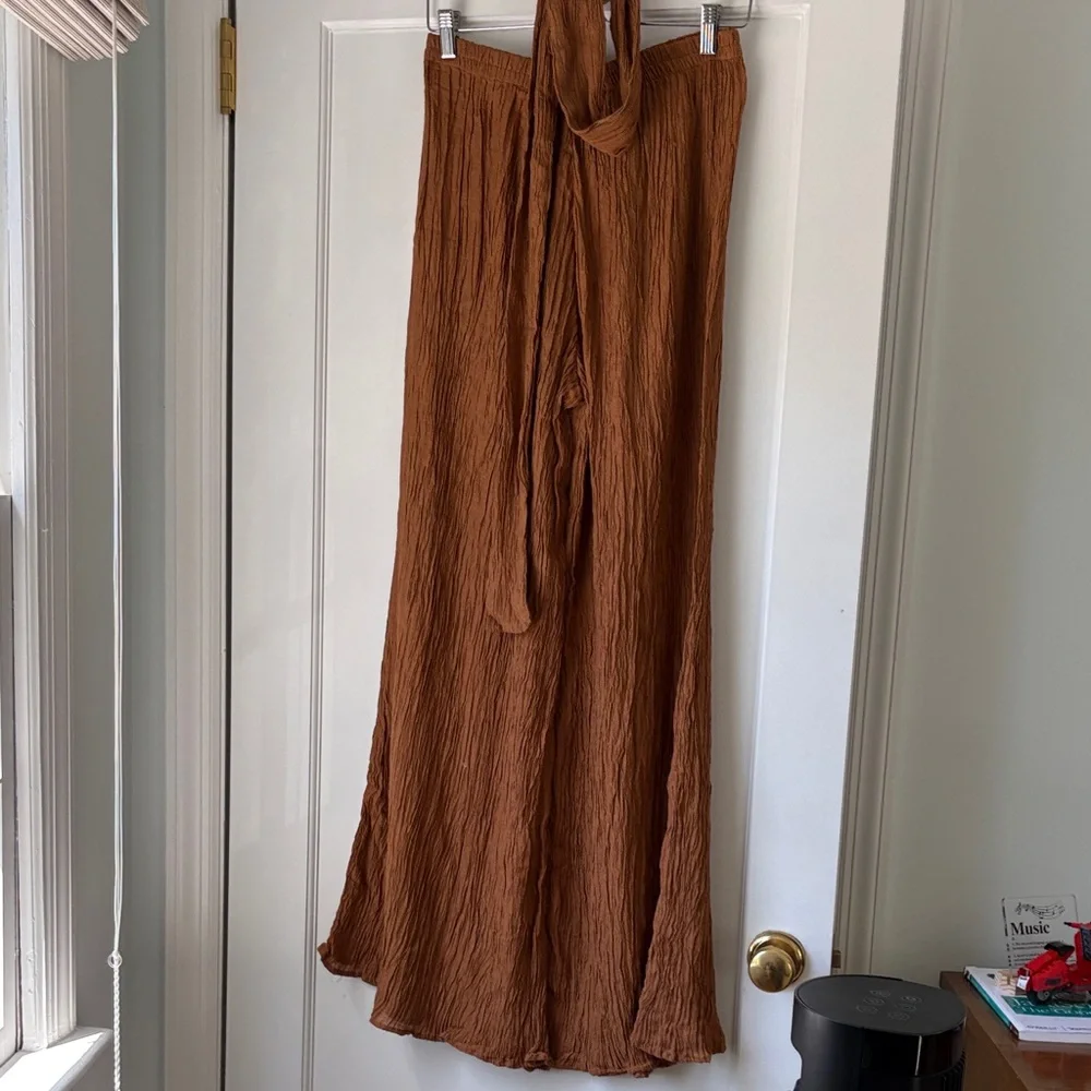 Boot-Flare Wide Leg Pants in Rust Brown - Picture 1 of 11